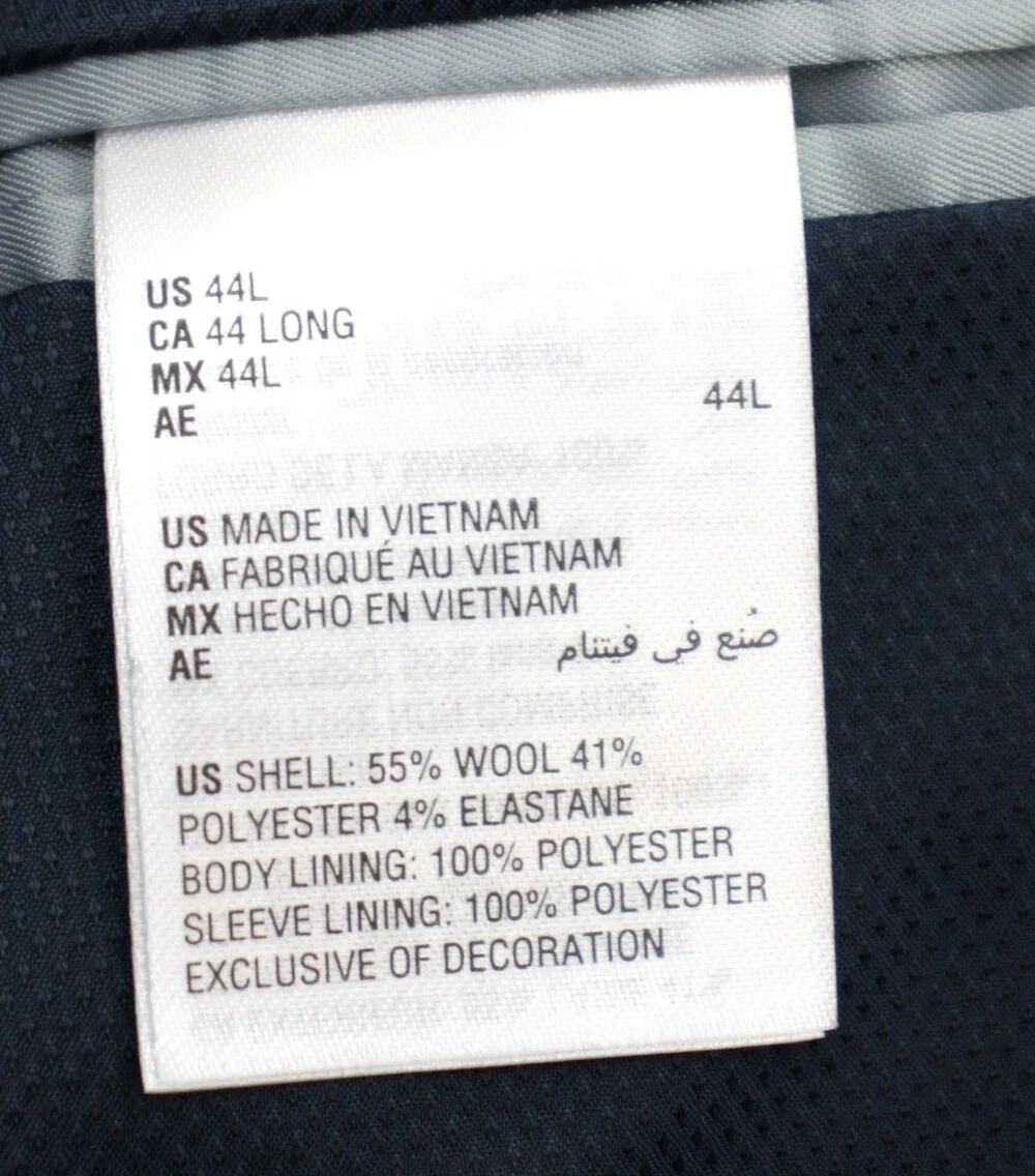 Bar III Skinny Fit Suit Jacket 44 L Mens Solid Blue Stretch Wool Two Button
